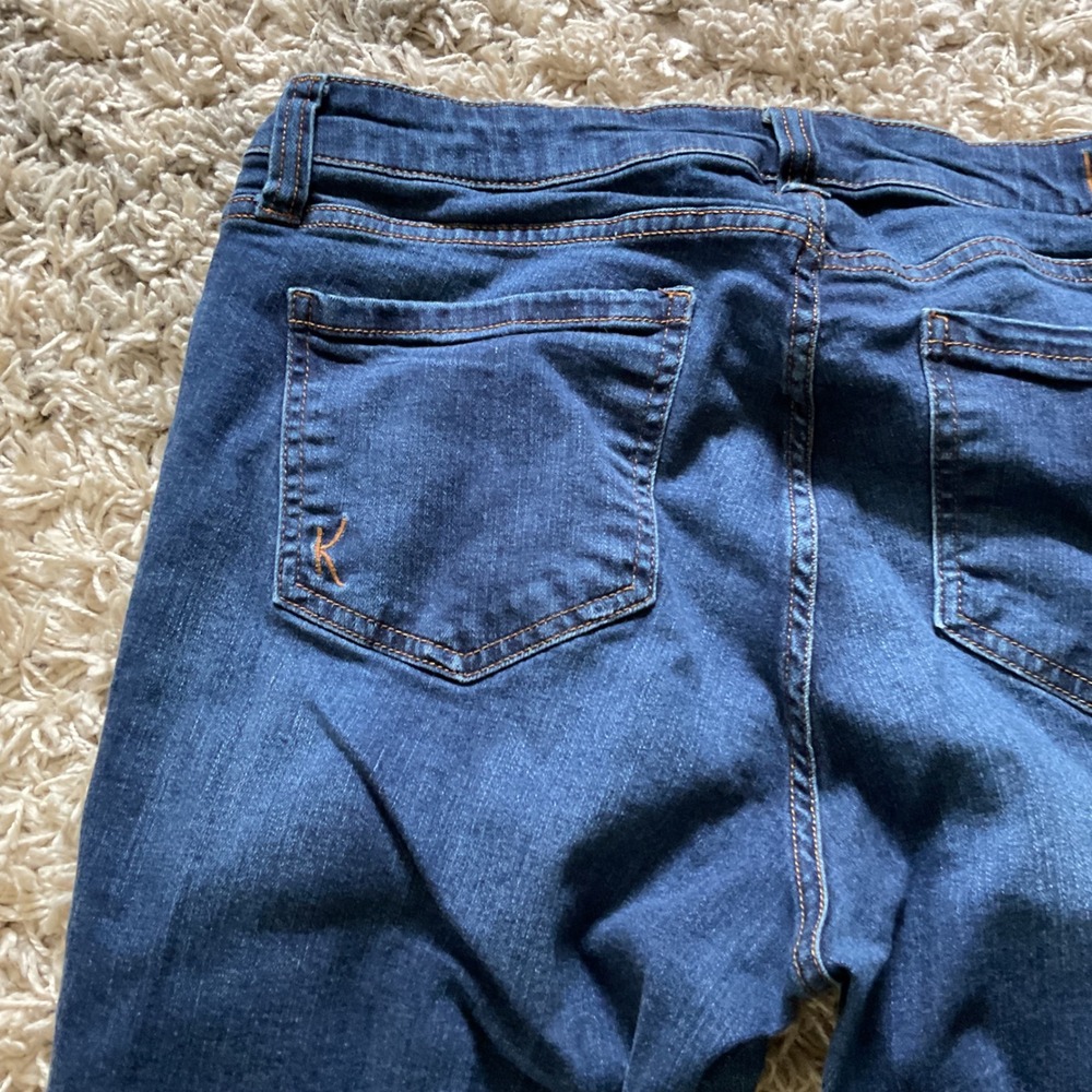 KUT from the Kloth Carlo Ankle Skinny Jeans Dark Wash Raw Hem Womens 12 - Picture 6 of 10